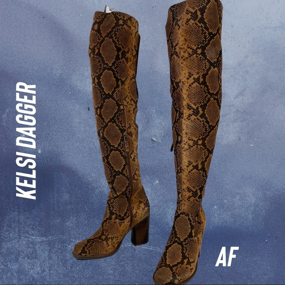 KELSI DAGGER BROOKLYN LOGAN OVER KNEE BOOTS PYTHON NEW SIZE 9